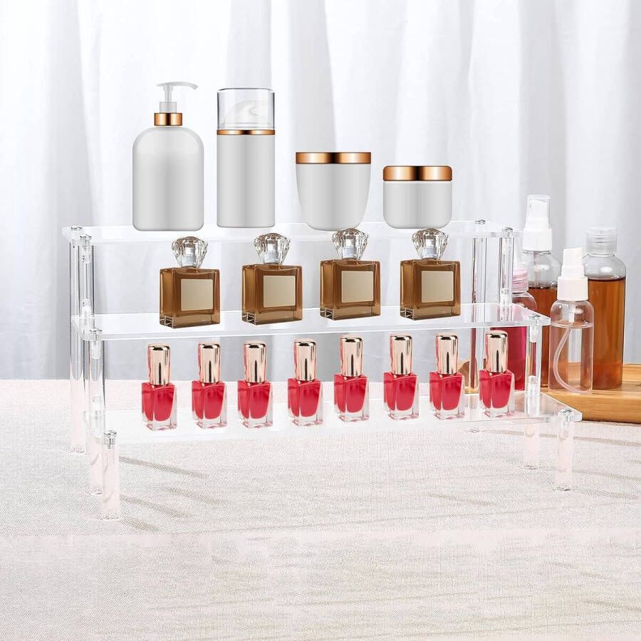 Kigniote SHOP YOLO Make-up organizers make up koffer meisjes parfum organizer sieradenstandaard transparant 3 traps