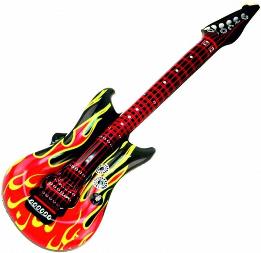 Kruger Opblaasbare gitaar met vlammen 100 cm Speel verkleed muziekinstrumenten
