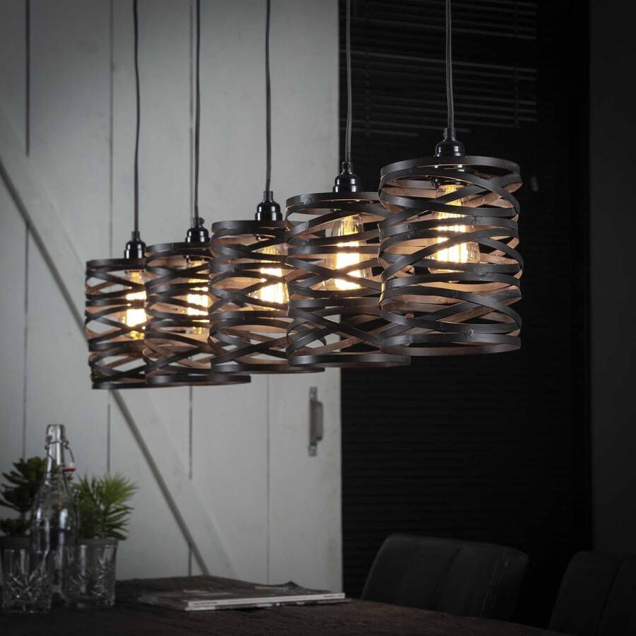 LifestyleFurn Hanglamp Kristina 5-lamps Slate grey
