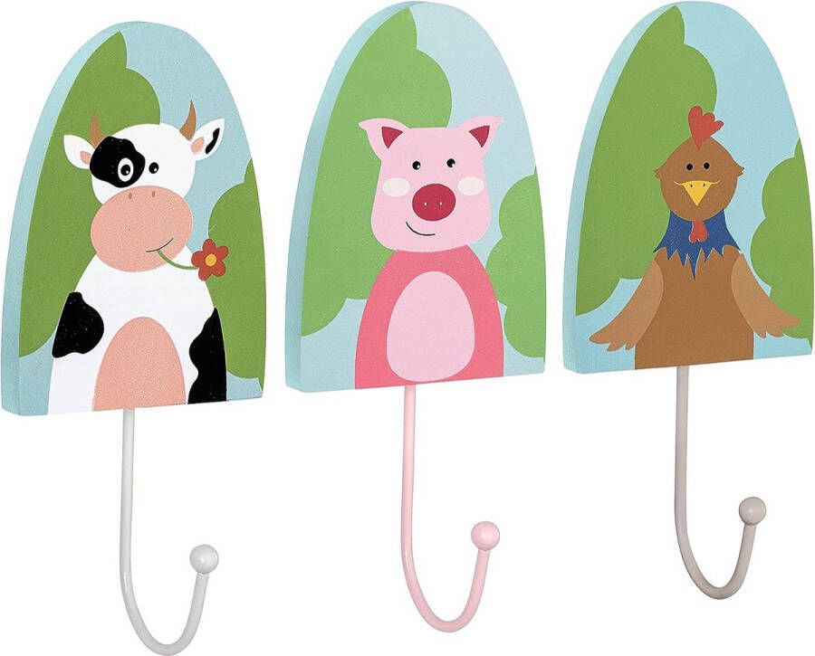MaBroox Dieren kinderkapstok Voor kinderen Kledinghaken garderobehaken houten wandhaken kleefhaken