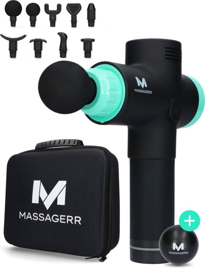 Massagerr Massage Gun 30 Snelheidsniveaus 9 Opzetstukken – Incl. Koffer en Stressbal Massage Apparaat – Sport en Relax Massage
