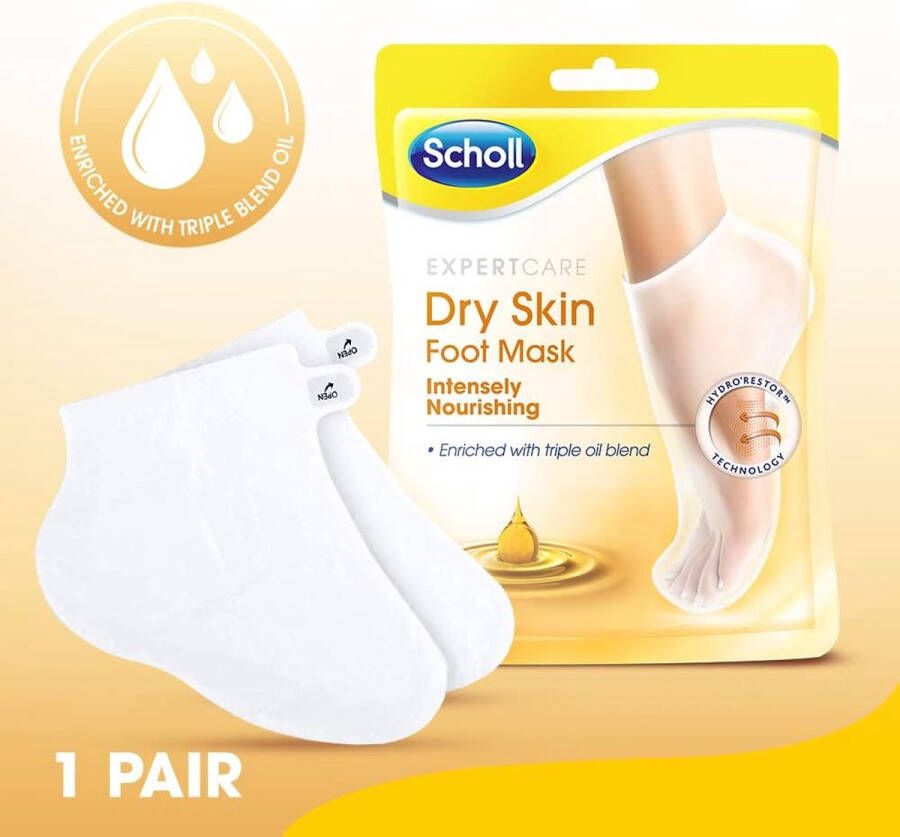 Merkloos 2 x Verpakking intensief voedend voetmasker met 3 waardevolle oliën hydraterende verzorging- Scholl velvet smooth