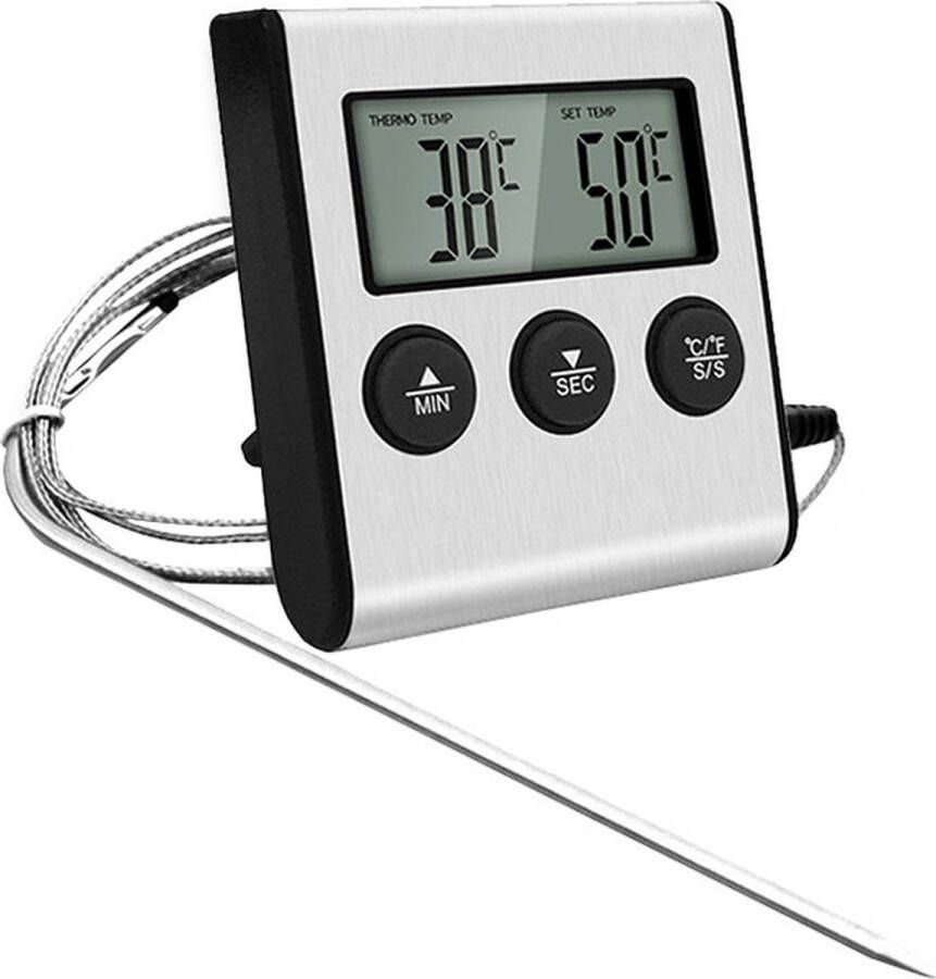 'merkloos' Bibi Desire Vleesthermometer Kerntemperatuur Braden Bakken LCD Scherm BBQ Thermometer