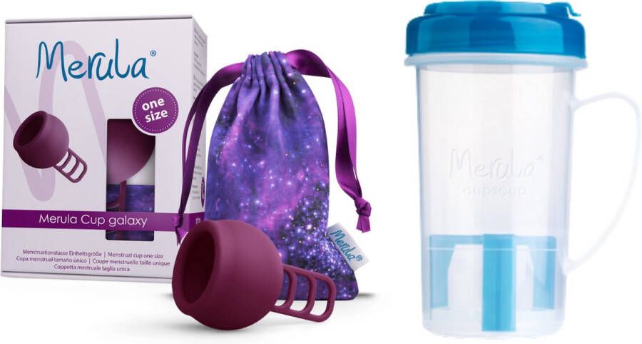 Merula Menstruatiecup + Cupscup One size Galaxy paars
