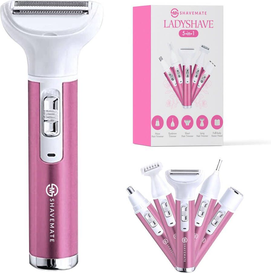 MM Brands 5 in 1 Ladyshave voor Vrouwen Trimmer Vrouw Haarverwijderaar Roze
