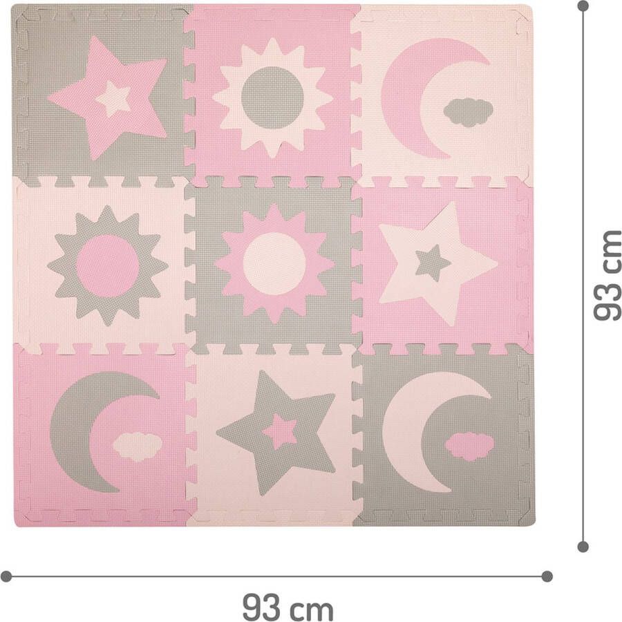 Momi Speelkleed EVA Foam puzzelmat Speelmat 93 x 93 cm Nebe Roze