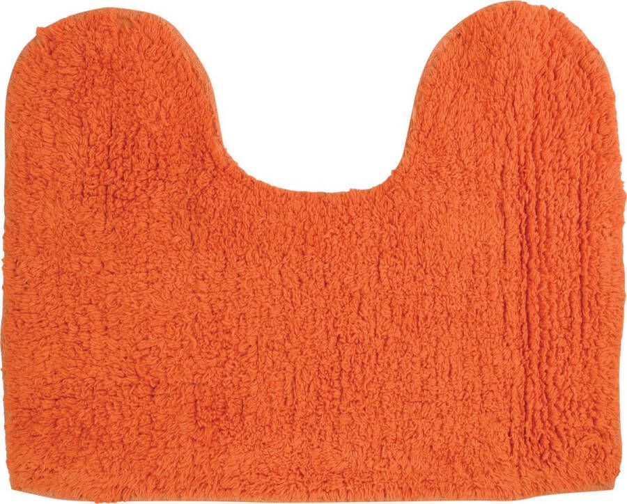 MSV WC Badkamerkleed badmat voor op de vloer oranje 45 x 35 cm polyester katoen