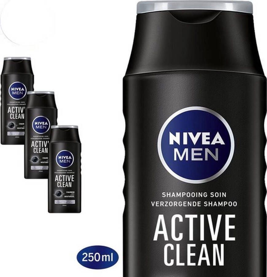 NIVEA MEN Active Clean Shampoo 4 x 250 ml Voordeelverpakking