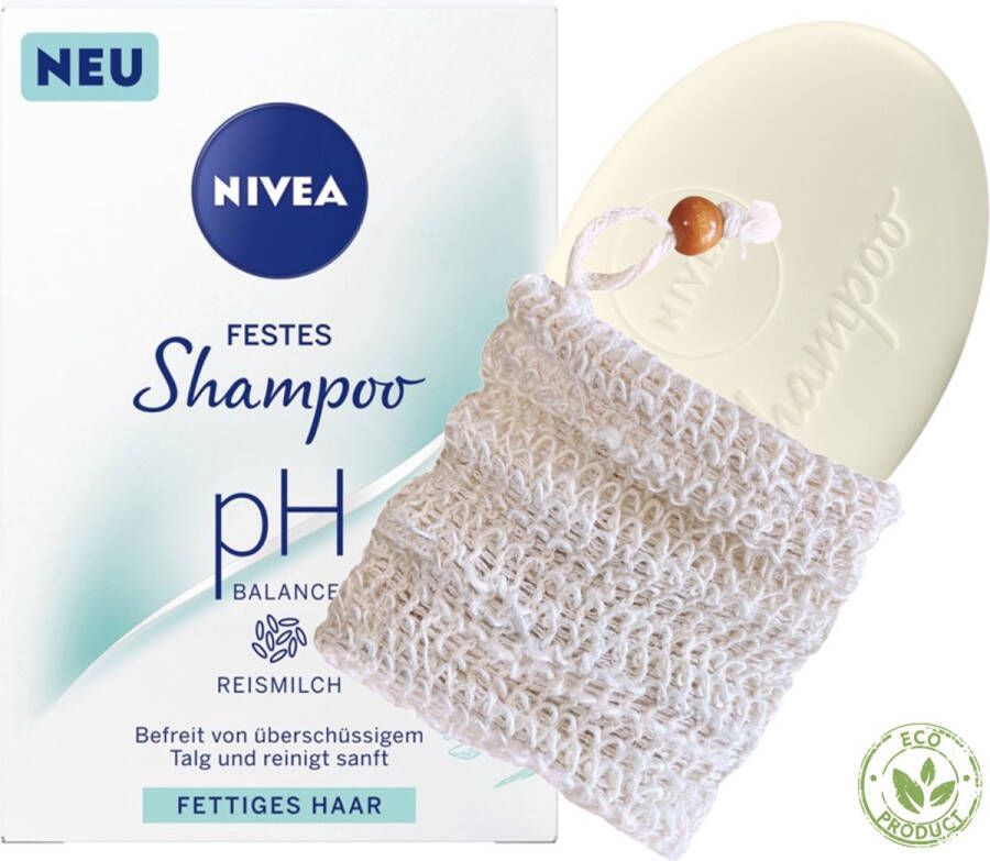 NIVEA Shampoo Bar voor Vet Haar Met Biokatoen Waszakje Duurzaam en Biologisch