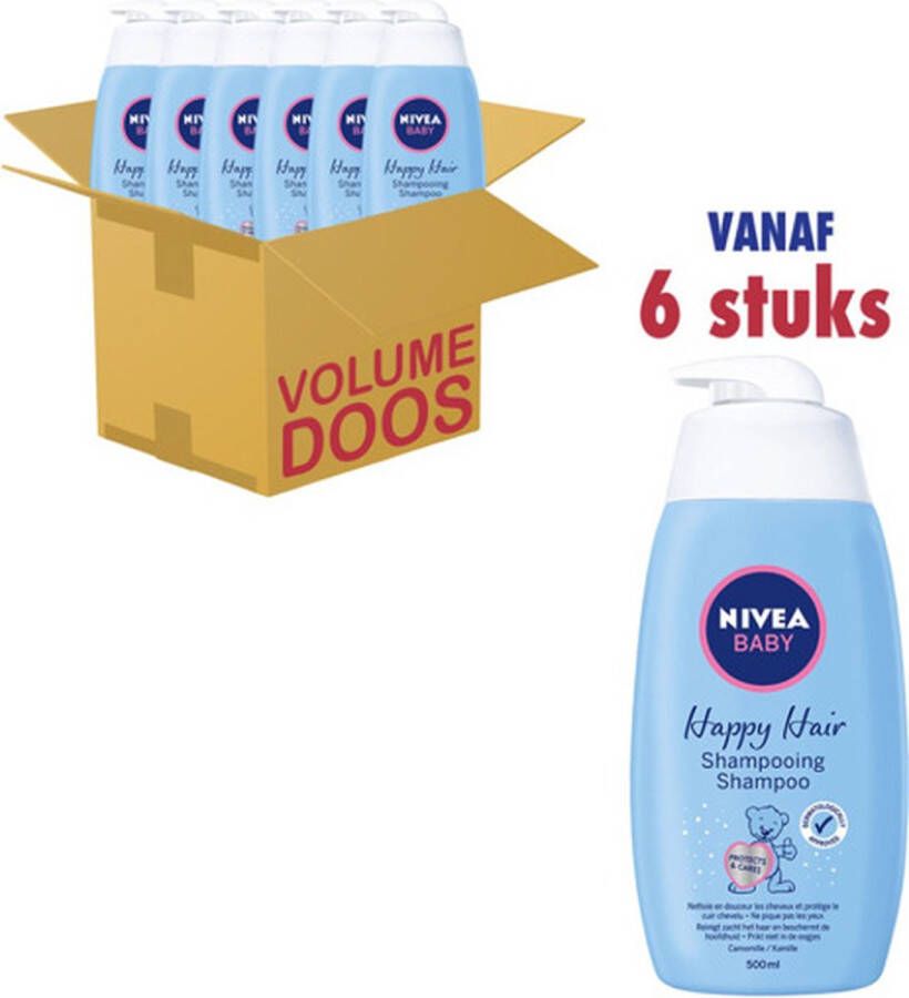 NIVEA x6 Baby Shampoo Happy Hair Kamille Pompje 500ml