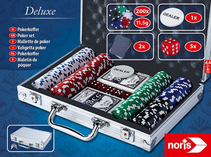 Noris Deluxe Poker Koffer 2 spelers vanaf 14 jaar