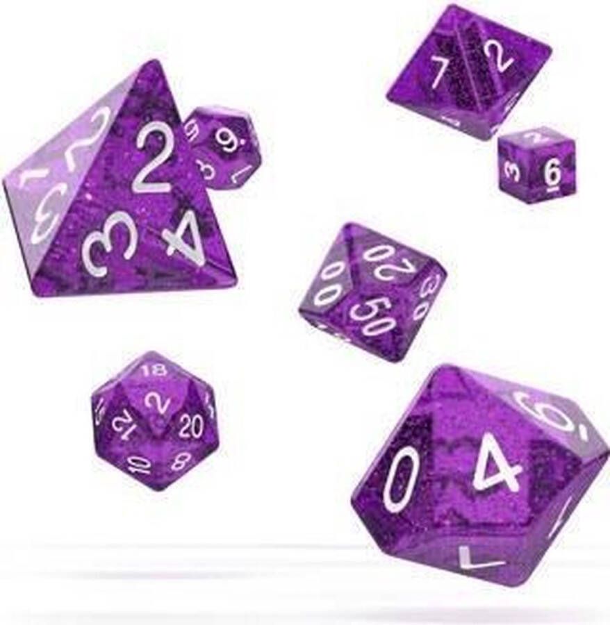 Oakie Doakie Dice RPG 7 Dice Set Speckled Glitter Purple