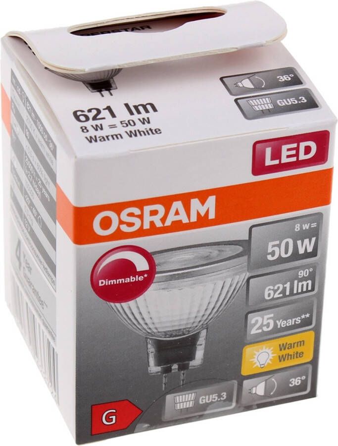 Osram 4058075433724 LED-lamp Energielabel G (A G) GU5.3 Reflector 8 W = 50 W Warmwit (Ø x l) 51 mm x 46 mm 1 stuk(s)