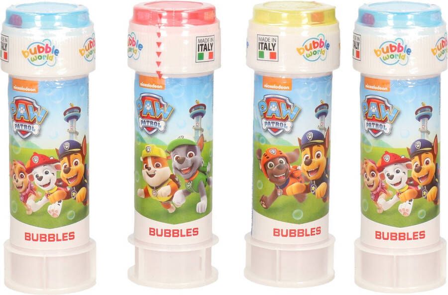 PAW Patrol 4x bellenblaas flesjes met spelletje 60 ml voor kinderen Uitdeelspeelgoed Grabbelton speelgoed