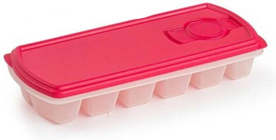 Forte Plastics PlasticForte IJsblokjesvorm met deksel 12 ijsklontjes kunststof fuchsia roze IJsblokjesvormen