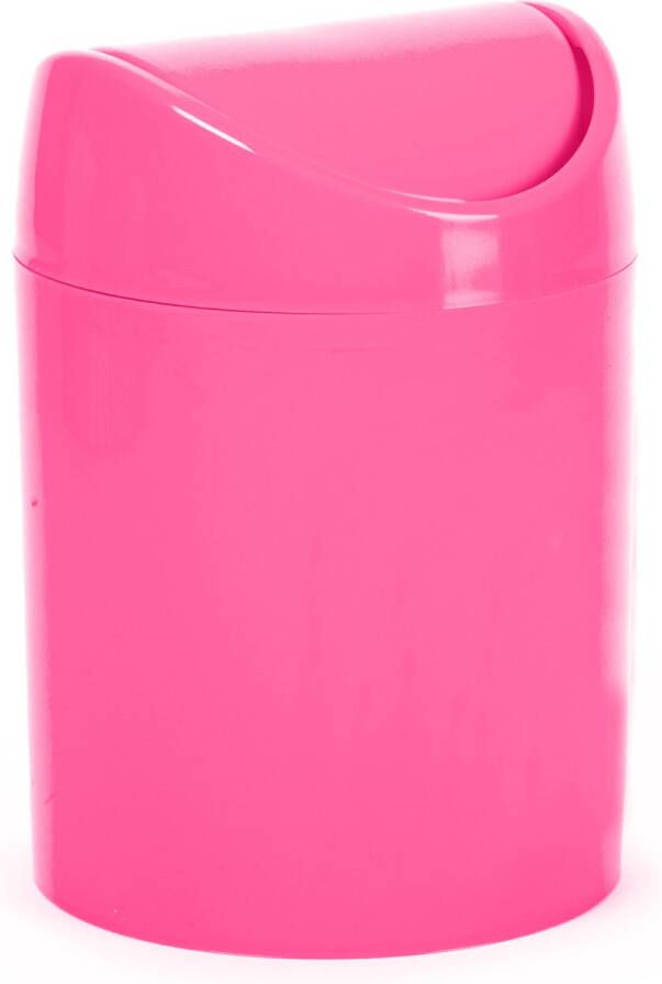 Forte Plastics Plasticforte Mini prullenbakje fuchsia roze kunststof klepdeksel keuken aanrecht model 1 4 L 12 x 17 cm Pr