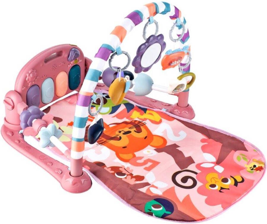 Playos Babygym met Piano Roze 76 x 60 x 46cm Babymat Baby Speelmat Interactief Speelkleed Baby's Baby Speelgoed Interactieve Speelkleed