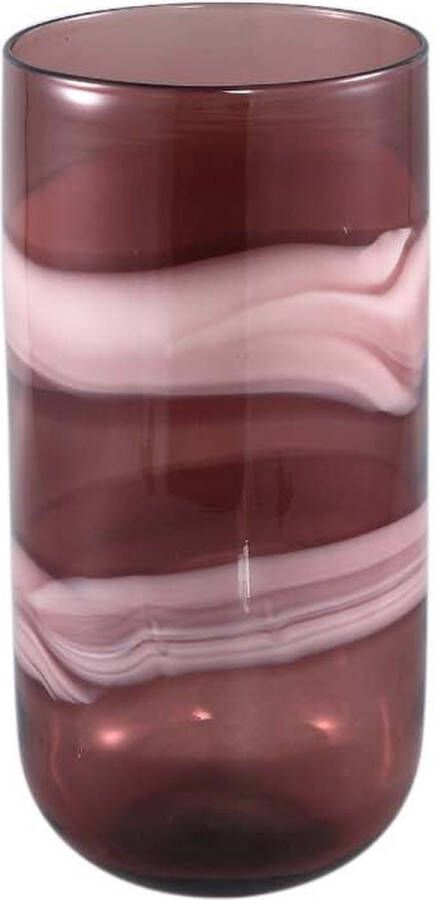 Ptmd Collection PTMD Meradi Red glass vase colored layers round L
