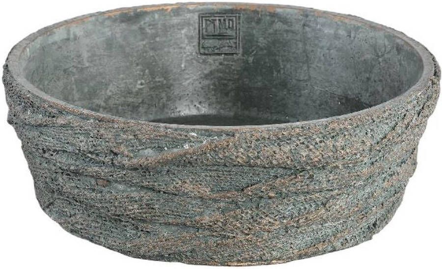 PTMD COLLECTION PTMD Yutto Grey cement bowl round jute pattern L