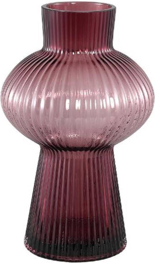 PTMD COLLECTION PTMD Anouk Purple solid glass vase ribbed round high