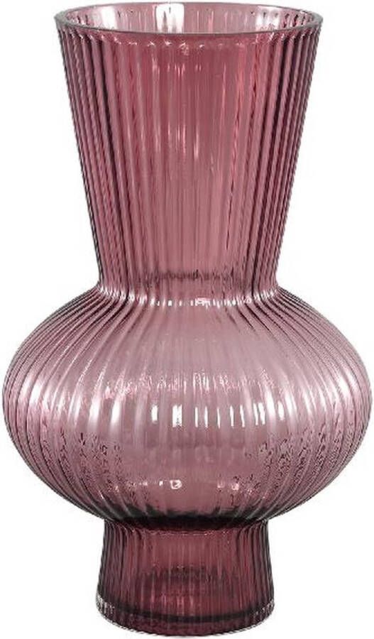 PTMD COLLECTION PTMD Anouk Purple solid glass vase ribbed round taps