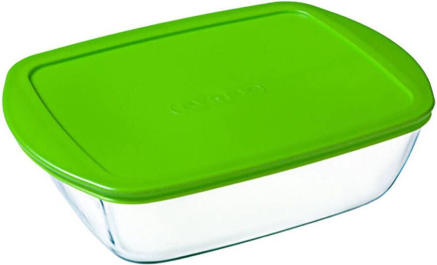 PYREX Rechthoekige lunchbox met deksel Cook & Store 17 9 x 10 8 x 5 3 cm Groen 400 ml Siliconen Glas (6 Stuks)