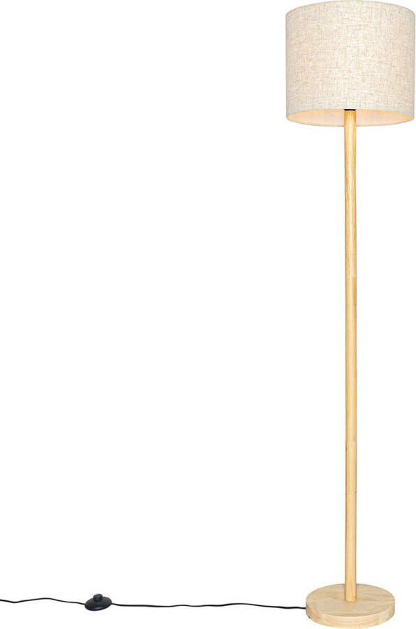 QAZQA mels Landelijke Vloerlamp Staande Lamp 1 lichts H 151 cm Beige Woonkamer Slaapkamer Keuken