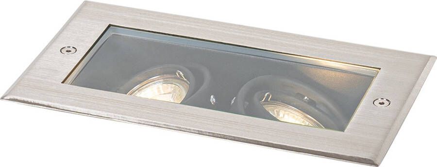 QAZQA oneon Moderne Grondspot 2 lichts L 23.5 cm Staal Buitenverlichting