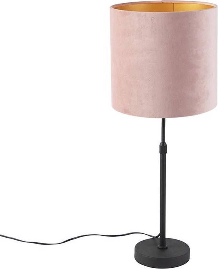 QAZQA parte Klassieke Tafellamp met kap 1 lichts H 741 mm Roze Woonkamer Slaapkamer Keuken