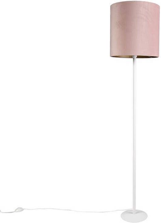 QAZQA Romantische vloerlamp wit met roze kap 40 cm Simplo
