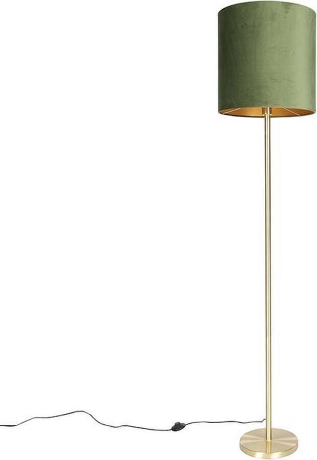 QAZQA simplo Moderne Vloerlamp Staande Lamp met kap 1 lichts H 1840 mm Groen Woonkamer Slaapkamer