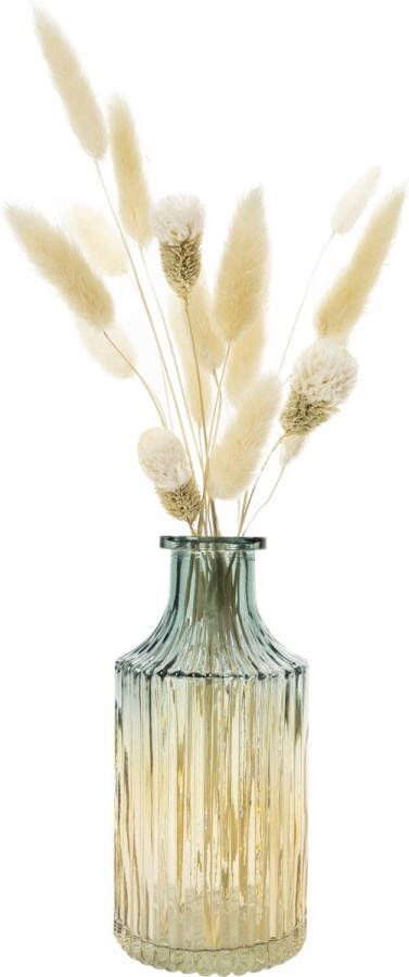 QUVIO Vaas voor droogbloemen Vazen Klassieke of landelijke bloemenvaas Vaasje met touw Woonaccessoires voor bloemen en boeketten Decoratieve accessoires Transparant Glas 7 x 14 cm (dxh) Geel Blauw