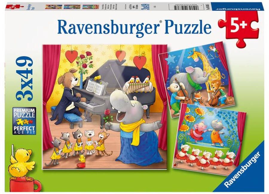 Ravensburger puzzel Dieren op het podium 3x49 stukjes Kinderpuzzel