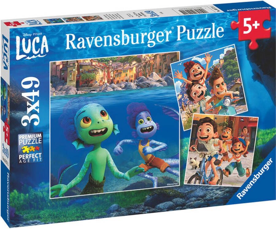 Ravensburger Kinderpuzzel 3x49 stukjes Disney Pixar Luca: Luca&apos;s avonturen