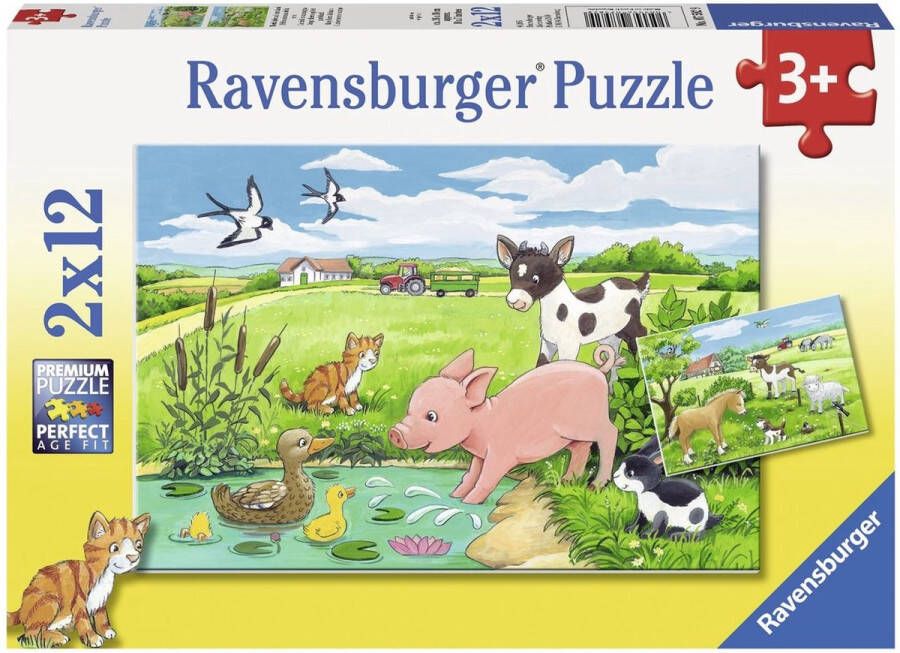 Ravensburger puzzel Jonge dieren op het platteland Twee puzzels 12 stukjes kinderpuzzel