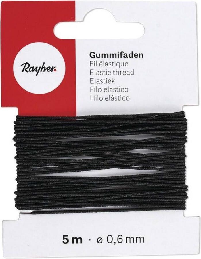 Rayher hobby materialen 2x Zwart hobby band elastiek op rol van 5 meter breedte 0 6 mm Zelf kleding mondkapjes maken