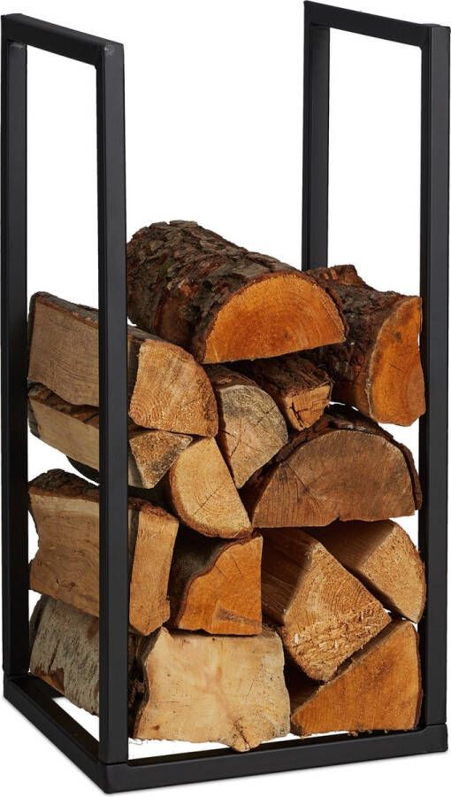 Relaxdays brandhoutrek binnen haardhoutrek zwart houtopslag woonkamer max. 20 kg