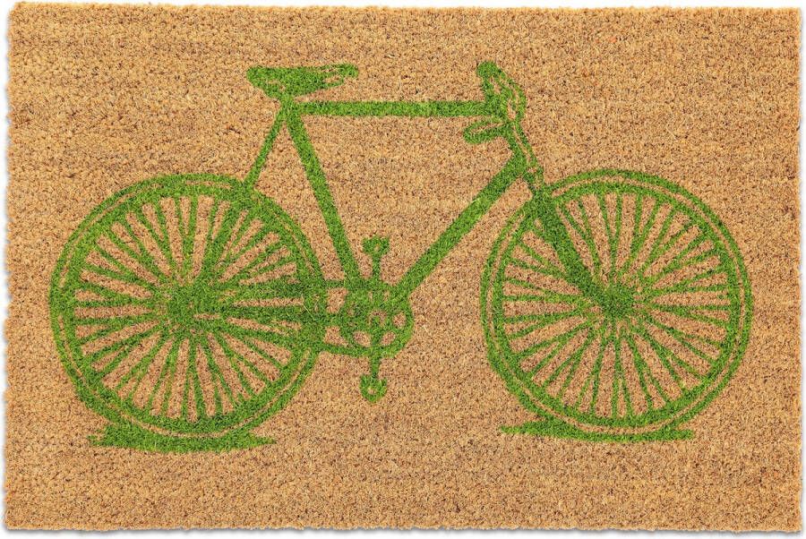 Relaxdays deurmat kokos fiets schoonloopmat 60x40 cm kokosmat voordeurmat antislip