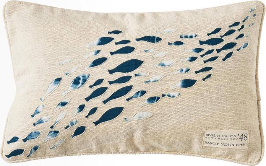 Riviera Maison StrombolI Fabul Fish Pillow Cover Kussenhoes 50x30 cm Flax