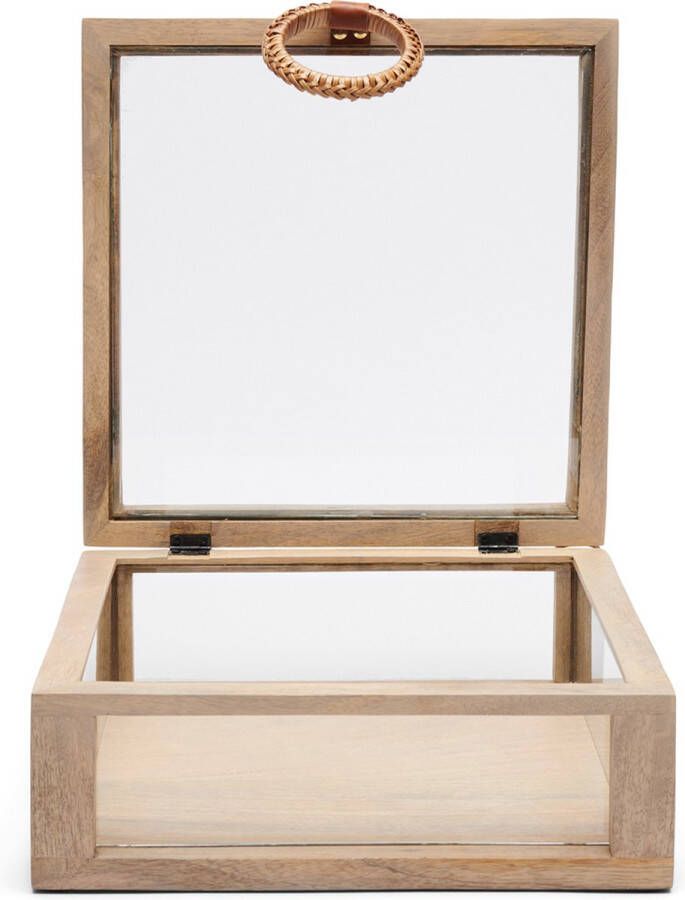 Riviera Maison Vitrine box opbergkist klein met handvat RM Canggu Display Box Lichtbruin Mangohout Maat S