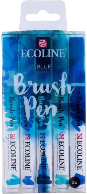 Royal Talens Ecoline 5 brush pens ''Blue''