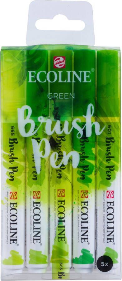 Royal Talens Ecoline 5 brush pens ''Green''