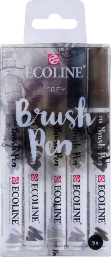 Royal Talens Ecoline 5 brush pens ''Grey''