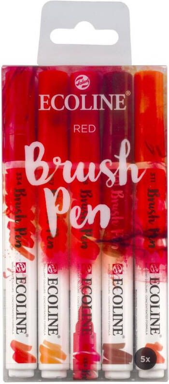 Royal Talens Ecoline 5 brush pens ''Red''