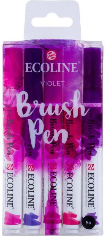 Royal Talens Ecoline 5 brush pens ''Violet''