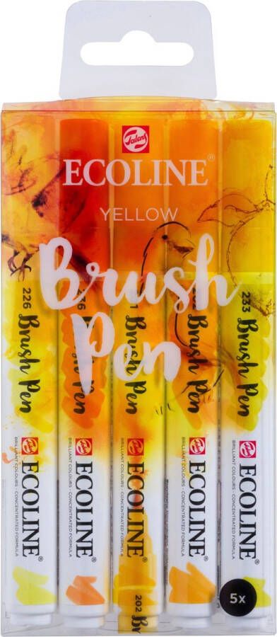 Royal Talens Ecoline 5 brush pens ''Yellow''