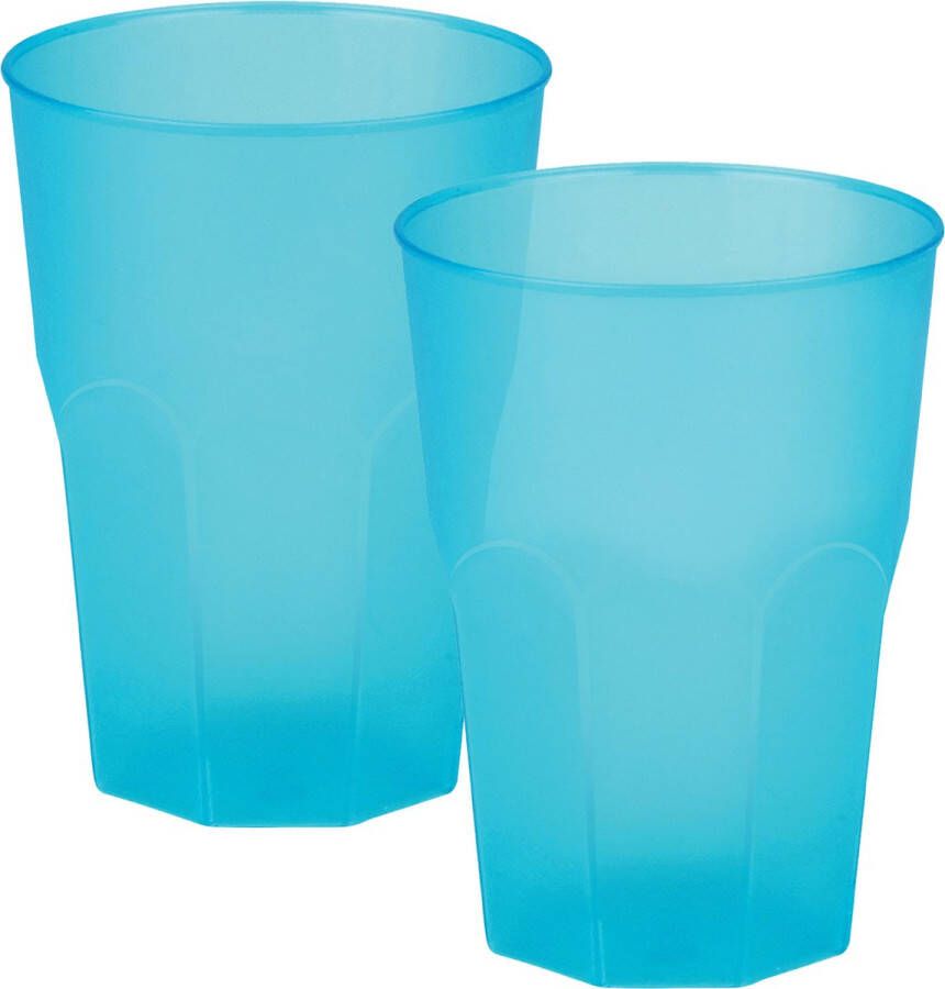 Santex drinkglazen frosted turquoise 12x 420 ml onbreekbaar kunststof Cocktailglazen