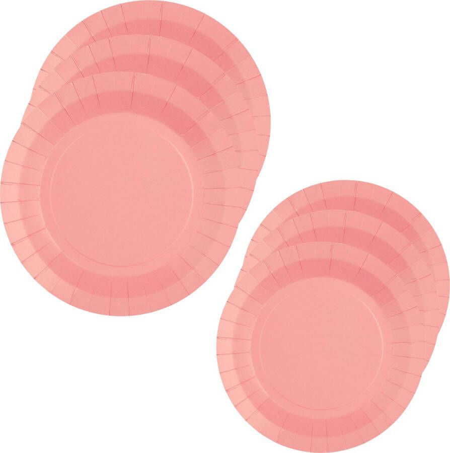 Santex Feest borden set 40x stuks roze 17 cm en 22 cm Feestbordjes