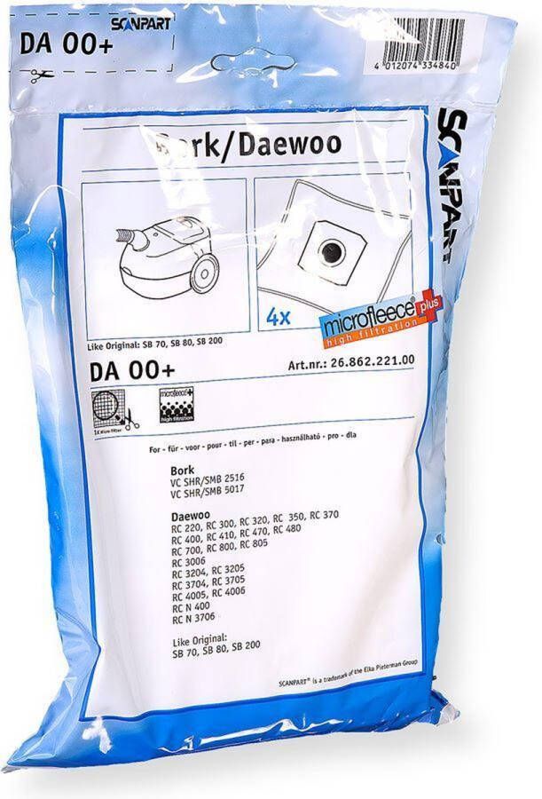 Scanpart stofzuigerzakken 4 stuks Geschikt voor Bork Daewoo SB70 SB80 SB200 Inclusief 1 filter Alternatief