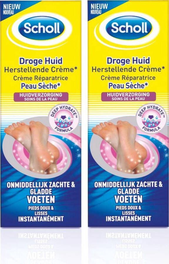 Scholl 2 x 75 ml regenererende voetcrème met urea voor de droge huid Voetverzorging Huidverzorging- Creme cream